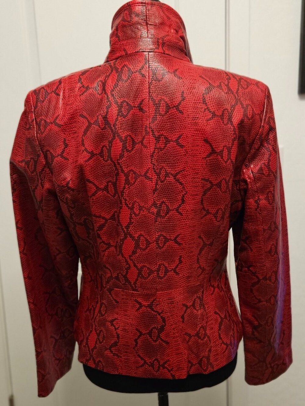 Siena Studio Vintage Red Snakeskin Leather Blazer Jacket Double Breasted 8 - Picture 6 of 16
